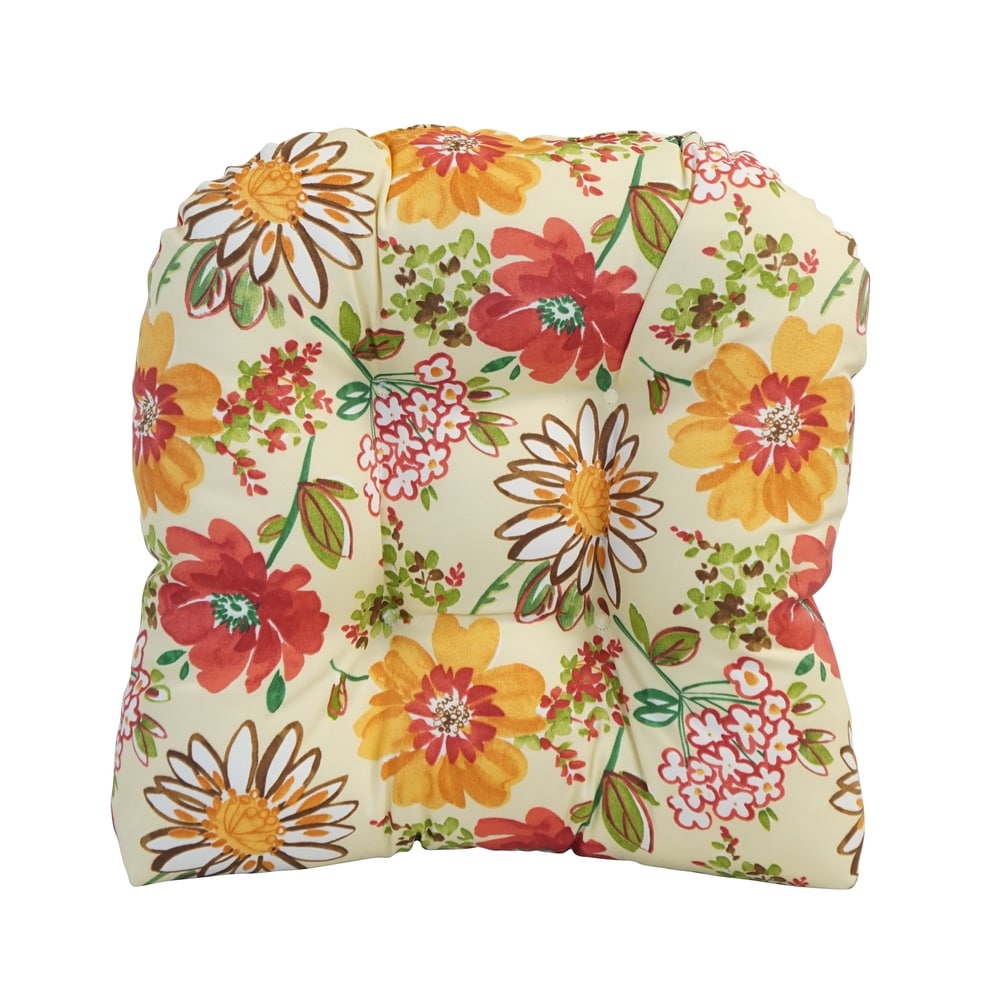 Blazing Needles 19-inch U-Shaped Polyester Outdoor Tufted Dining Chair Cushion