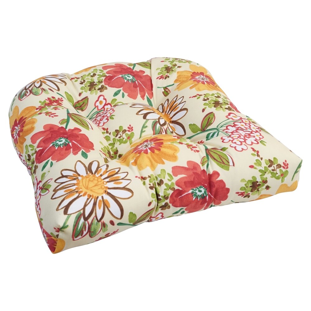 Blazing Needles 19-inch U-Shaped Polyester Outdoor Tufted Dining Chair Cushion