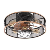19.6 in. Industrial Indoor Farmhouse Caged Black Ceiling Fan Light with Remote&App Control