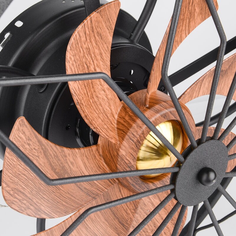 19.6 in. Industrial Indoor Farmhouse Caged Black Ceiling Fan Light with Remote&App Control