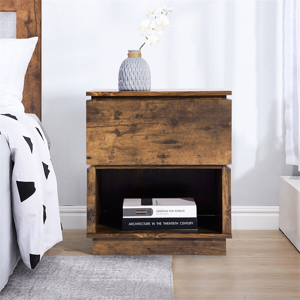 19.7" X 15.7" X 22" Manufactured Wood Night Stand With One Drawer For Next To Your Bed, Sofa, Or In The Hallway