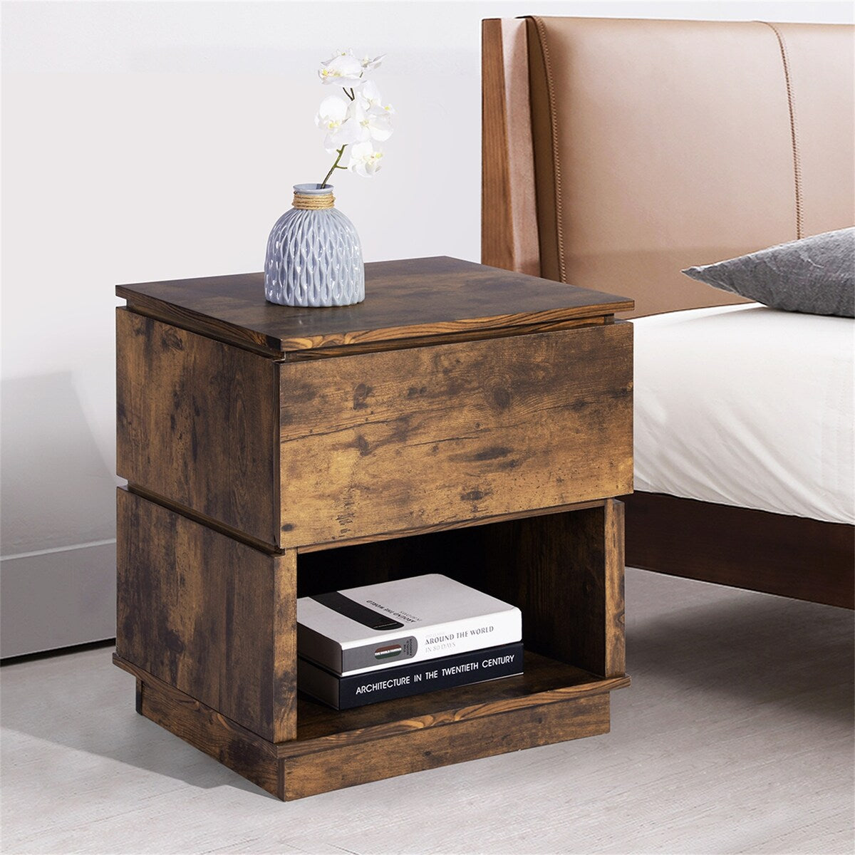 19.7" X 15.7" X 22" Manufactured Wood Night Stand With One Drawer For Next To Your Bed, Sofa, Or In The Hallway