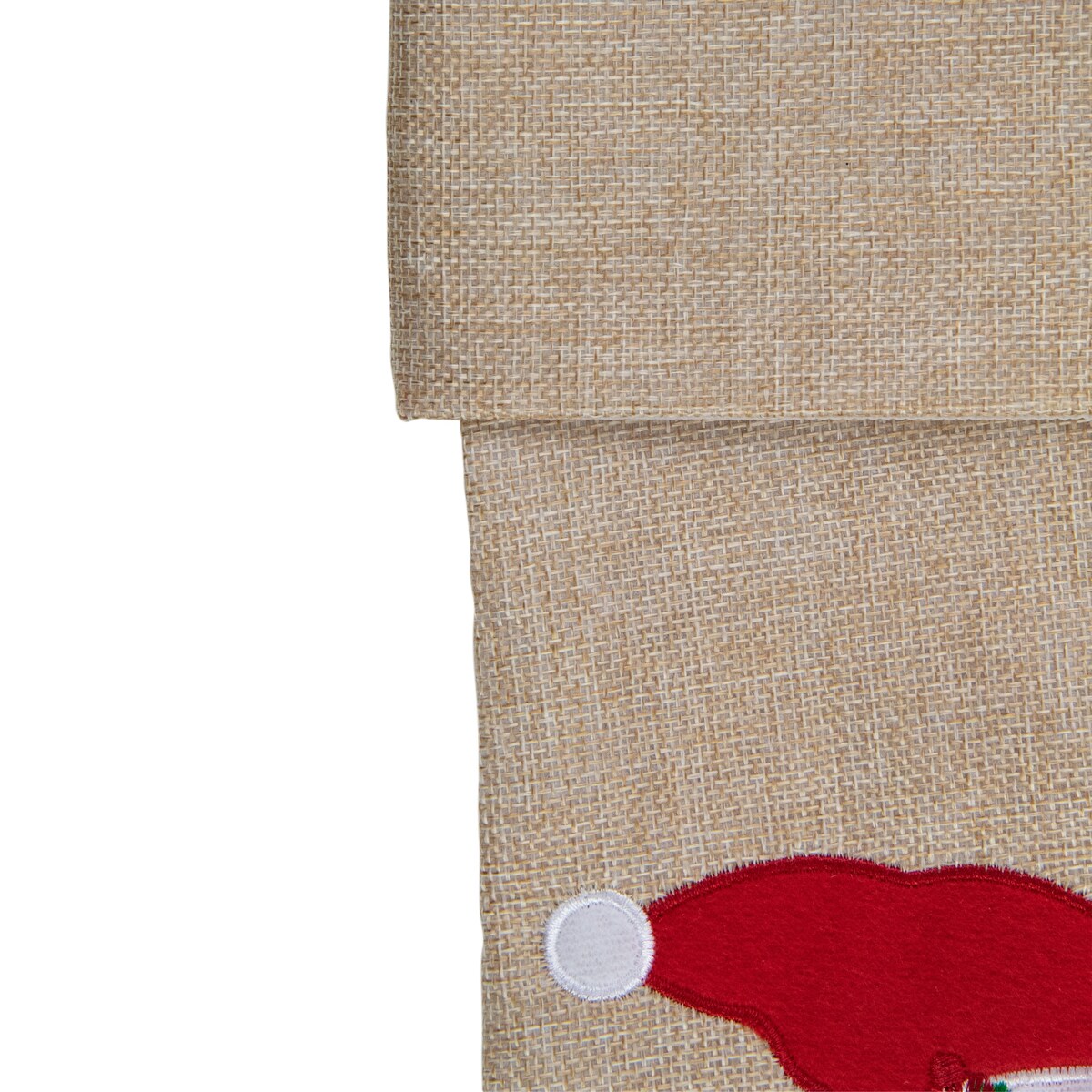 19" Burlap Skiing Santa With Poles and Snowflakes Christmas Stocking