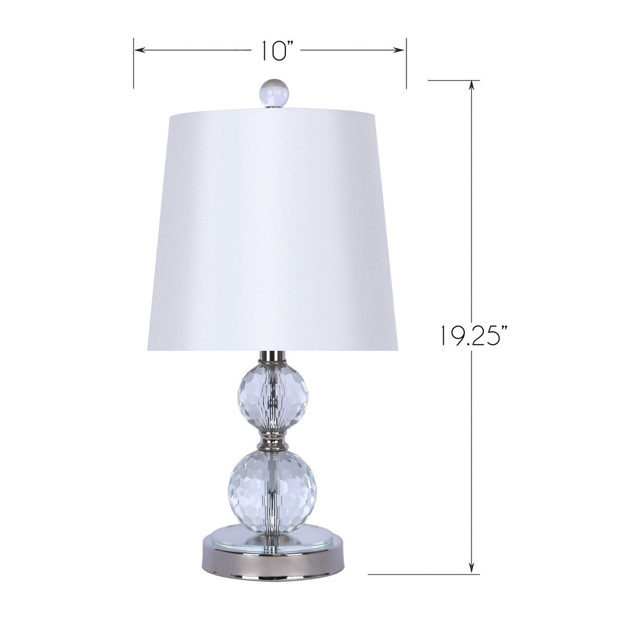 19" Clear Crystal Accent Lamp w/ Metal Accents & Silk-Like Shade (Set of 2)