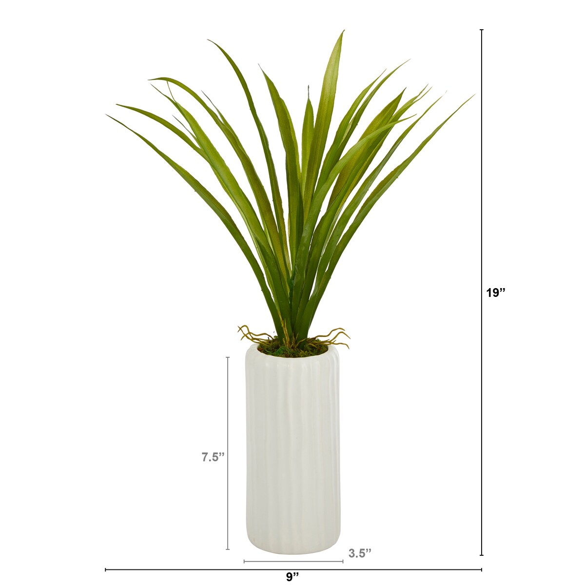 19" Grass Artificial Plant in White Planter
