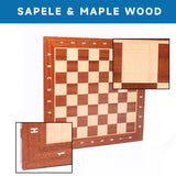 GSE™ 19"x19" Wooden Inlaid Chessboard, Professional Staunton Tournament Chess Board with 2" Square