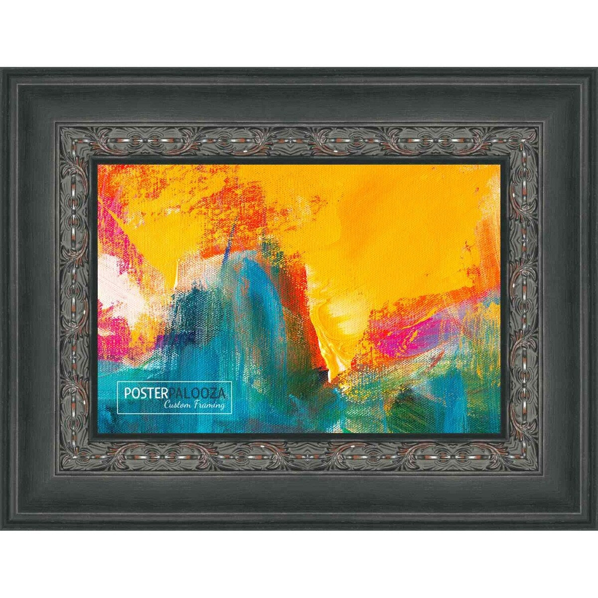19x14 Distressed/Aged Black Complete Wood Picture Frame with UV Acrylic, Foam Board Backing, & Hardware