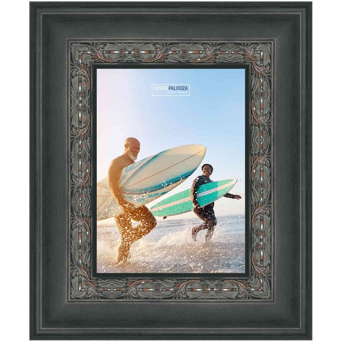 19x14 Distressed/Aged Black Complete Wood Picture Frame with UV Acrylic, Foam Board Backing, & Hardware