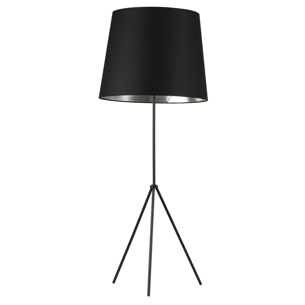 1LT 3 Leg Drum Floor Fixture w/BK-SV Shd