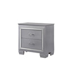 Two Drawers Nightstand Solid Wood Built-in Night