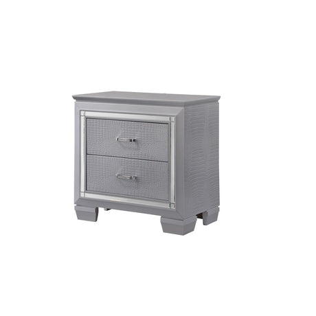 Two Drawers Nightstand Solid Wood Built-in Night