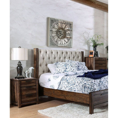 Transitional Rustic Natural Tone Solid wood Felt Lined Drawers Metal Handles Black Bar Pull