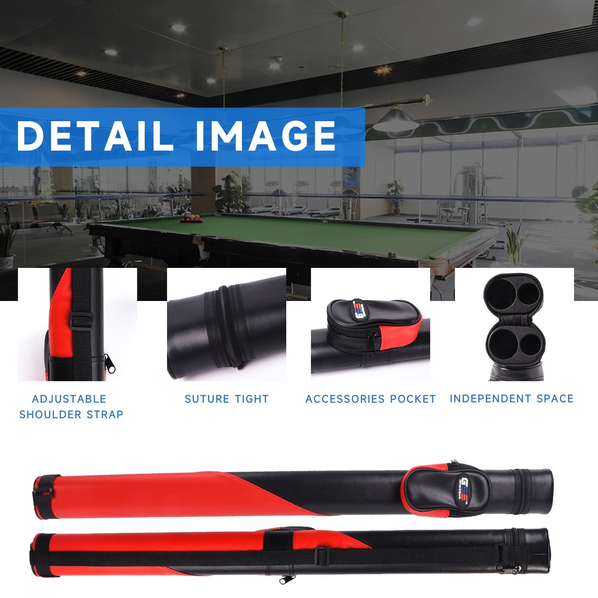 GSE™ 1x1 Deluxe Hard Billiard Pool Cue Stick Carrying Case, Billiard Cue Case Holds 1 Butts/1 Shafts (7 Colors)