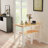 2 - Person Dining Set KitchenTable Set Space Saver with Rectangular Table and 2 Square Chairs