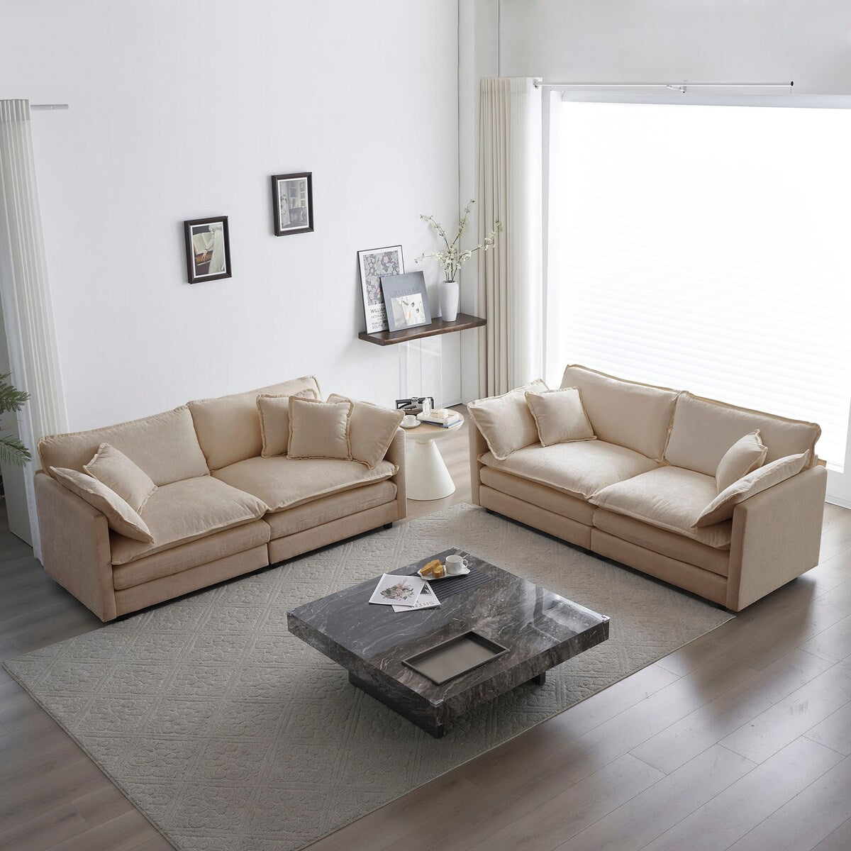 2 - Piece Living Room Set , 2 Pieces Upholstered Loveseat and Couch for Home Office Lounge, Sofa Set of 2