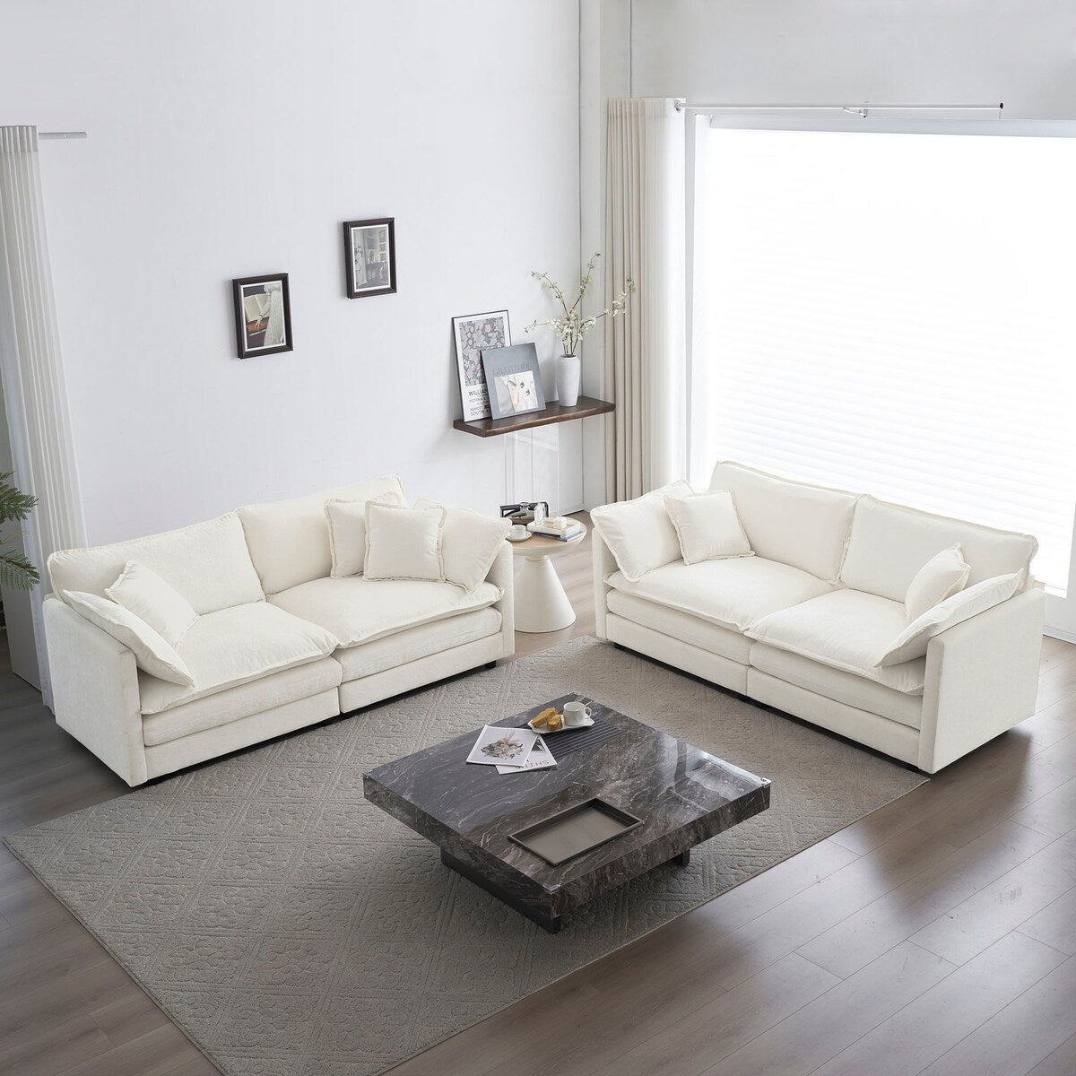 2 - Piece Living Room Set , 2 Pieces Upholstered Loveseat and Couch for Home Office Lounge, Sofa Set of 2