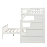 2 Bed in 1 Kids Bed Twin over Full Bunk Bed Loft Bed with Staircase Ladder with 3 Storage Grids Kids Furniture, Gray