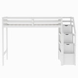 2 Bed in 1 Kids Bed Twin over Full Bunk Bed Loft Bed with Staircase Ladder with 3 Storage Grids Kids Furniture, Gray