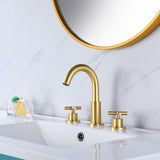 2-Cross Handles Deck Mounted Widespread Bathroom Sink Faucet