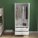 2 Door 2 Drawers, White Armoires, Wardrobe Cabinet, Suitable for Wardrobes in Bedrooms, Offices