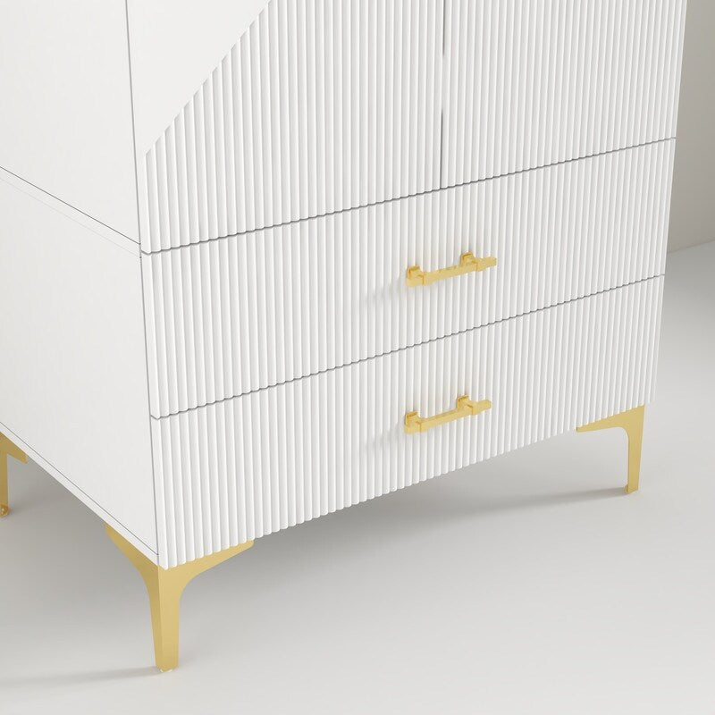 2 Door 2 Drawers, White Armoires, Wardrobe Cabinet, Suitable for Wardrobes in Bedrooms, Offices
