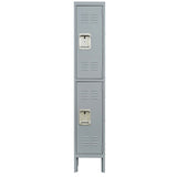 2 Door 66"H Metal Lockers With Lock for Employees,Storage Locker Cabinet for Home Gym Office School Garage,Gray