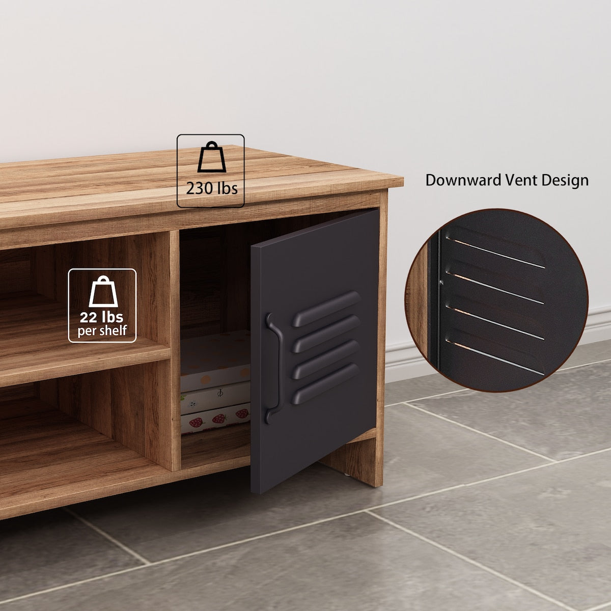 2 Door TV stand for TVs up to 50 Inch Living Room Storage Cabinet Doors and Shelves Home Entertainment Center