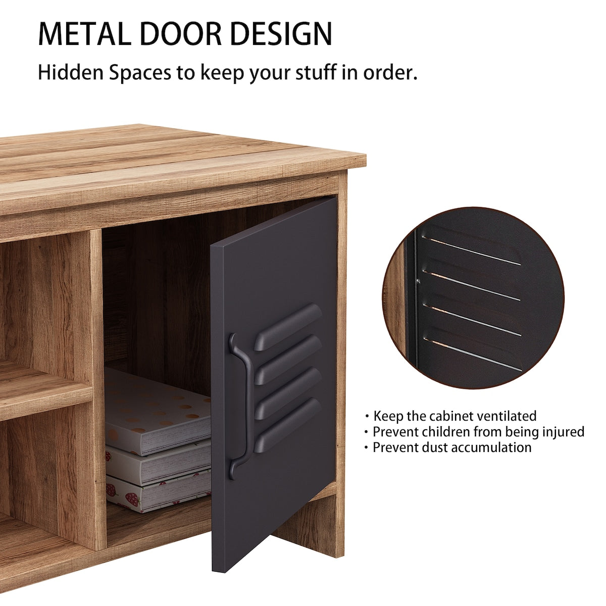 2 Door TV stand for TVs up to 50 Inch Living Room Storage Cabinet Doors and Shelves Home Entertainment Center