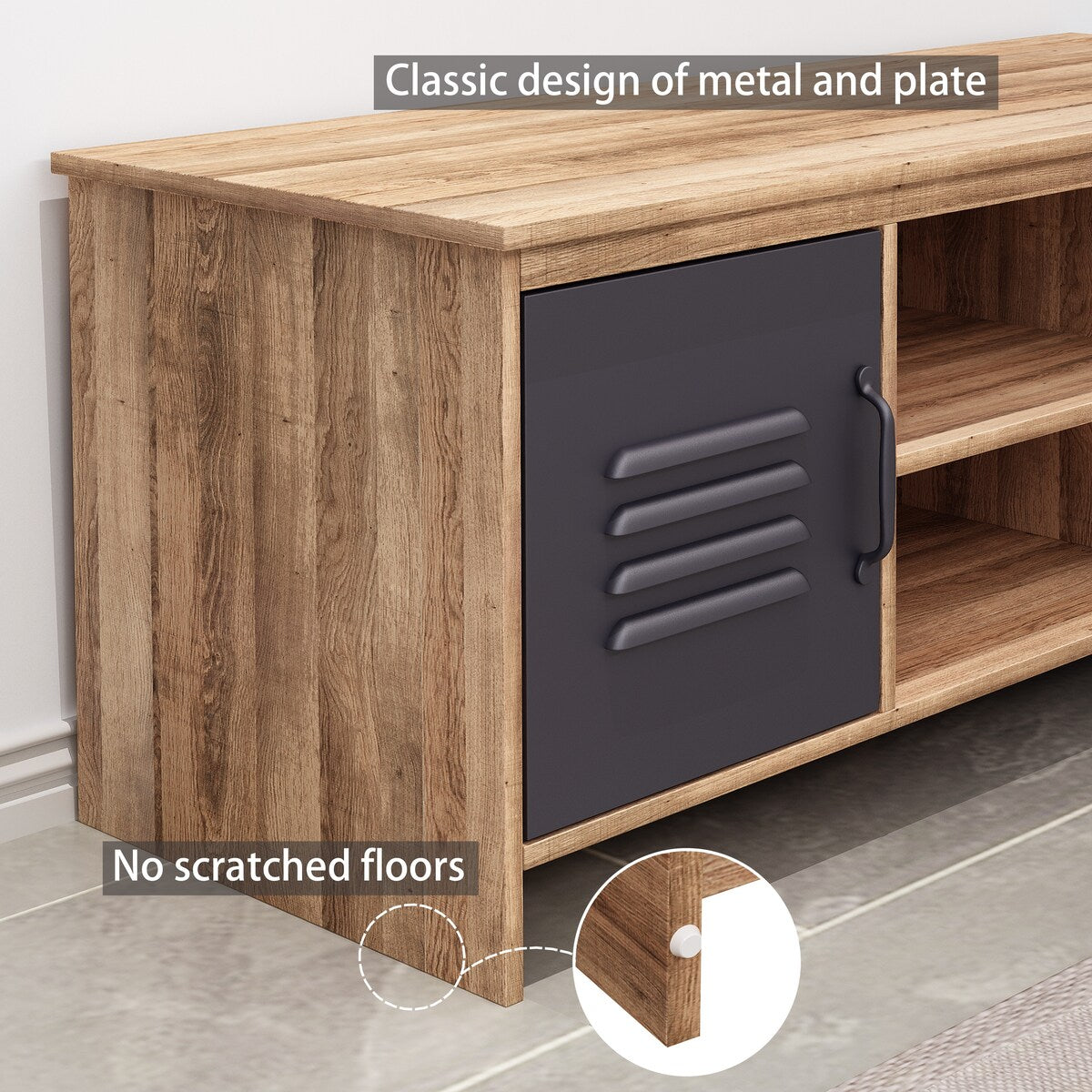 2 Door TV stand for TVs up to 50 Inch Living Room Storage Cabinet Doors and Shelves Home Entertainment Center
