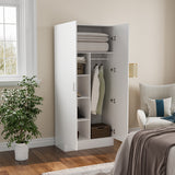 2-Door Wardrobe Armoires Freestanding Bedroom Armoire with Hanging Rod
