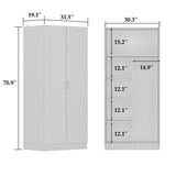 2-Door Wardrobe Armoires Freestanding Bedroom Armoire with Hanging Rod