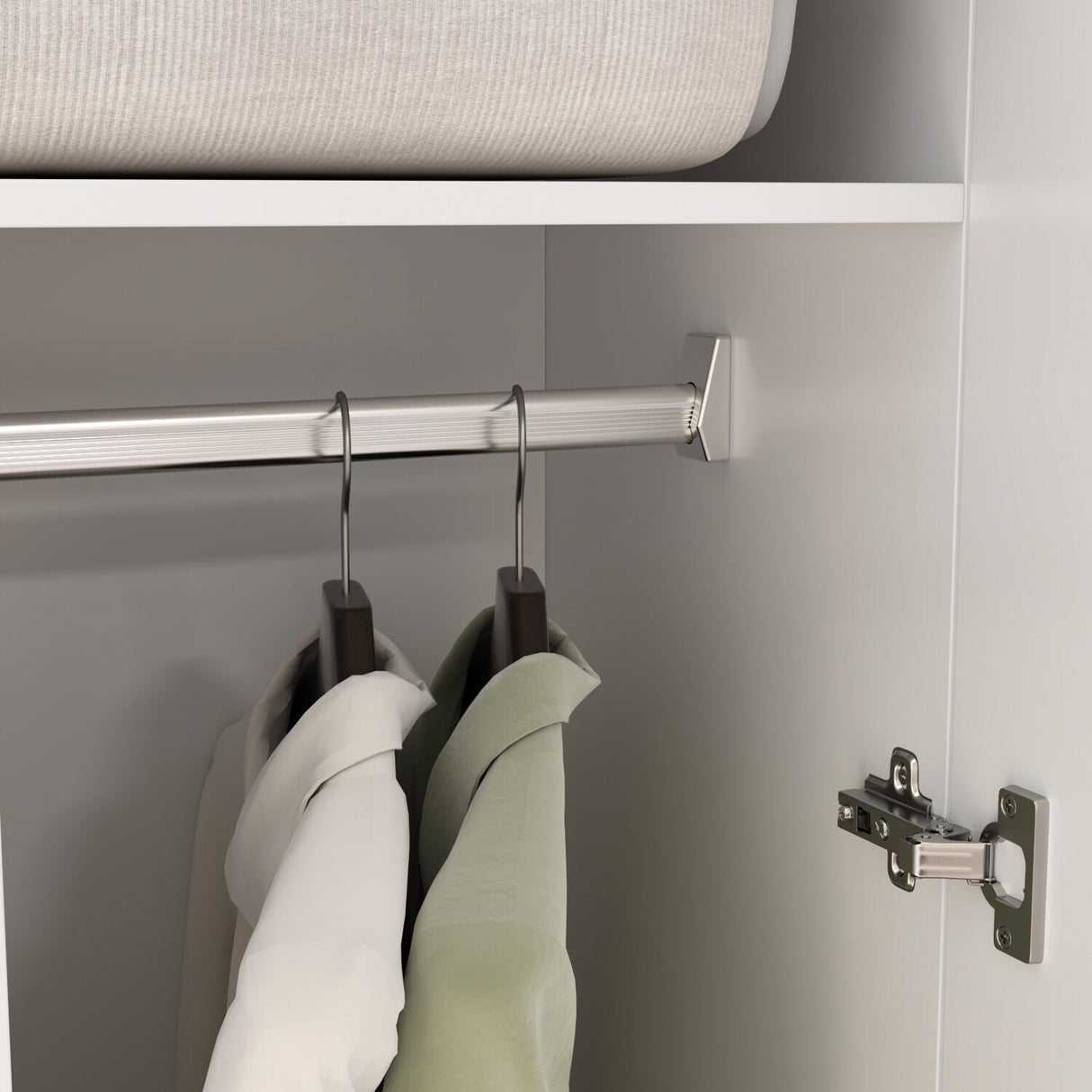 2-Door Wardrobe Armoires Freestanding Bedroom Armoire with Hanging Rod