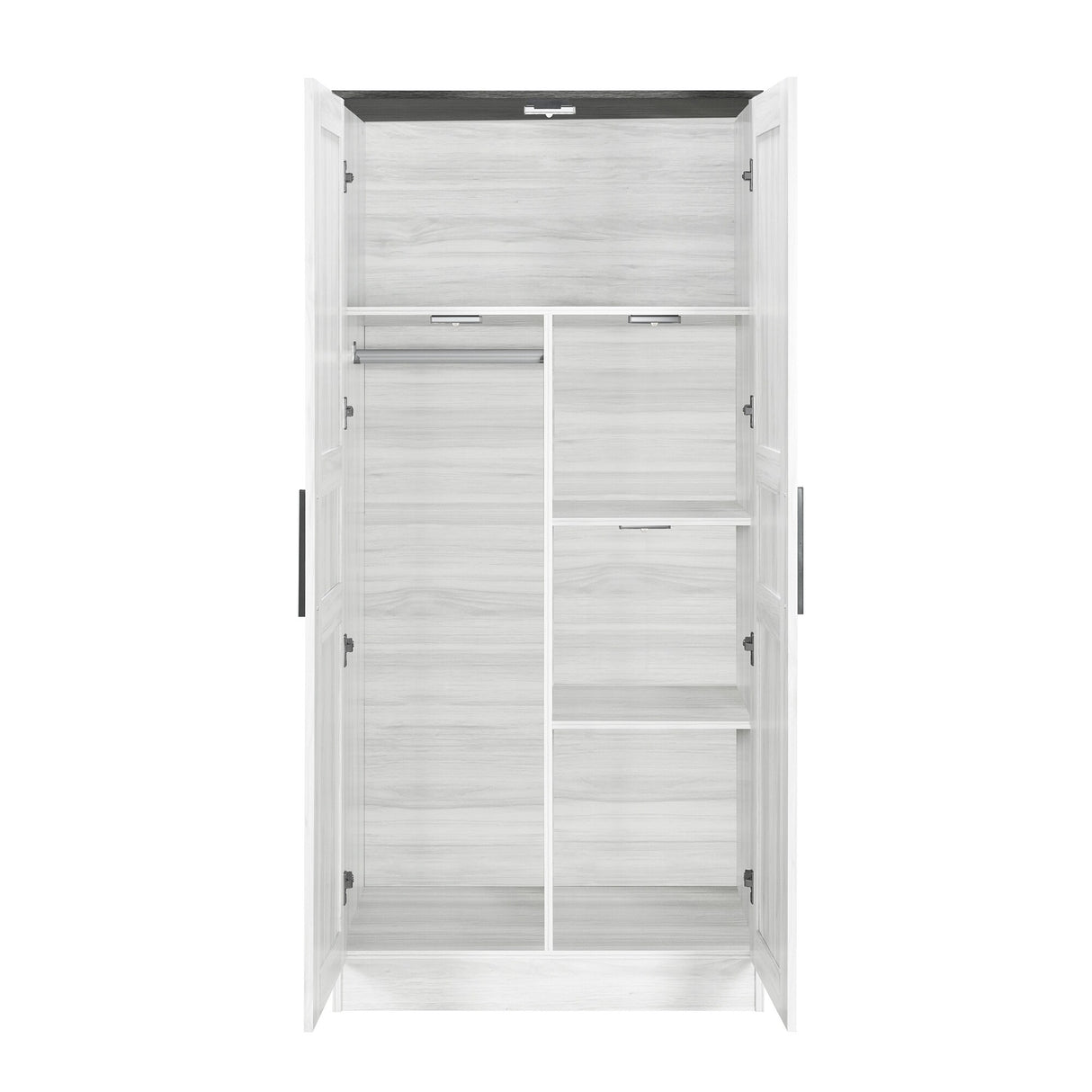 PLANNTONNEO 2 Door Armoire Wardrobe Freestanding Closet Cabinet With 2 Drawer, 2 Drawer Organizer, Hanging Rod, And Large Capacity Storage For Bedroom, Guest Room, Cloak Room, White