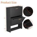 2 Drawer All Steel Large Shoe Cabinet, Freestanding Shoe Rack Organizer with Flip Door