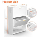 2 Drawer All Steel Large Shoe Cabinet, Freestanding Shoe Rack Organizer with Flip Door