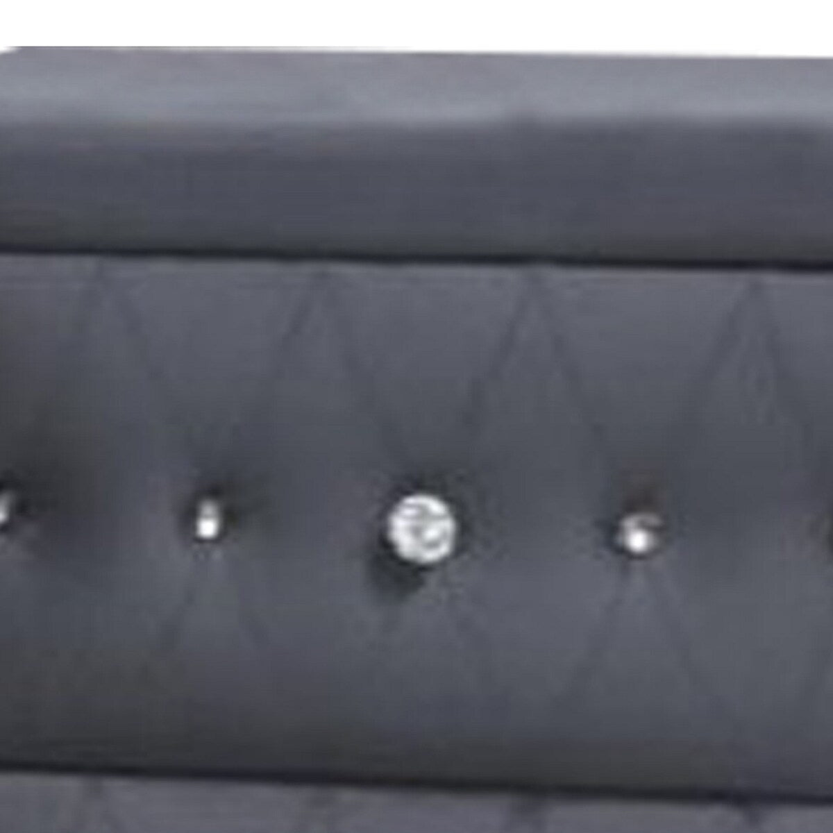 2 Drawer Fabric Frame Nightstand with Faux Crystals Accent, Gray