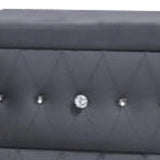 2 Drawer Fabric Frame Nightstand with Faux Crystals Accent, Gray