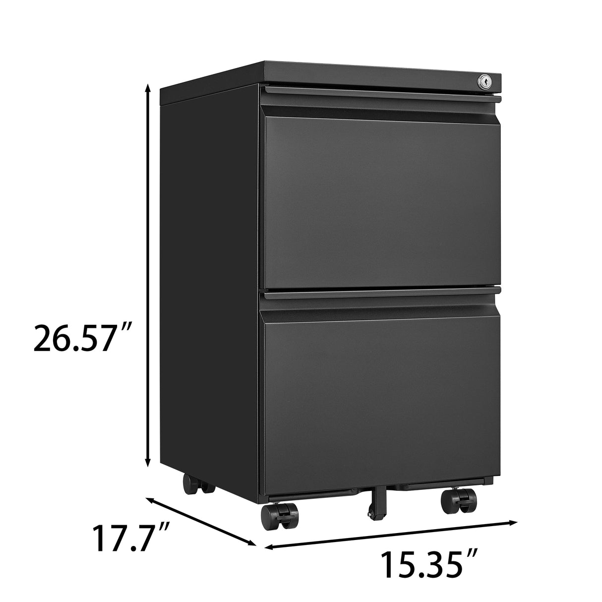 2 Drawer File Cabinet with Lock, Metal Mobile Filing Cabinet