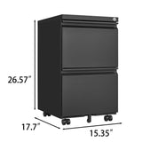 2 Drawer File Cabinet with Lock, Metal Mobile Filing Cabinet