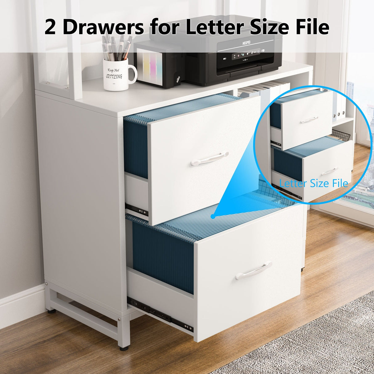2 Drawer File Cabinet, Vertical Filing Cabinet for Home Office