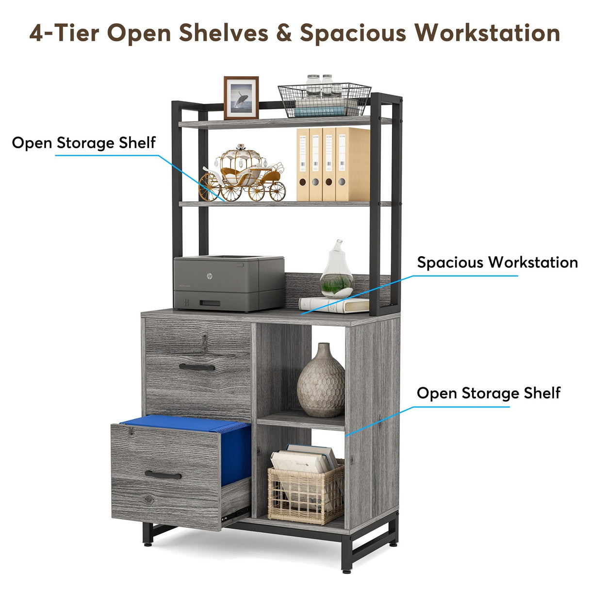 2 Drawer File Cabinet, Vertical Filing Cabinet for Home Office