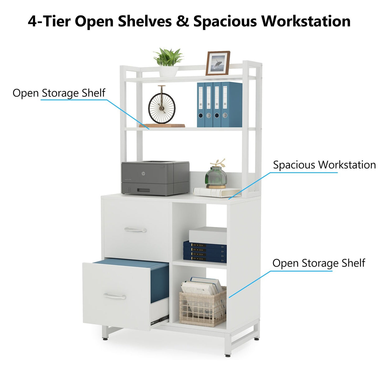 2 Drawer File Cabinet, Vertical Filing Cabinet for Home Office