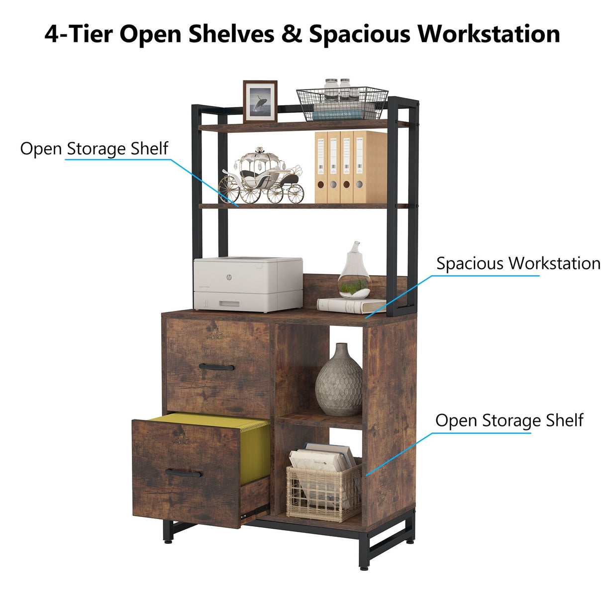 2 Drawer File Cabinet, Vertical Filing Cabinet for Home Office