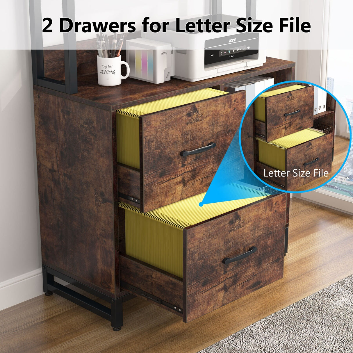 2 Drawer File Cabinet, Vertical Filing Cabinet for Home Office