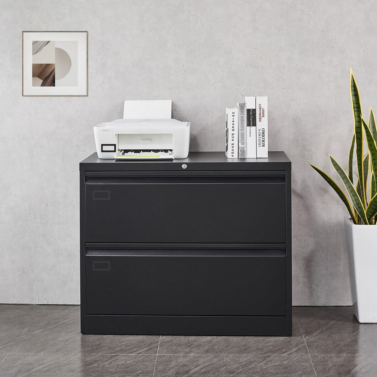 2 Drawer Lateral Filing Cabinet for Legal/Letter A4 Size, Large Deep Drawers Locked by Keys