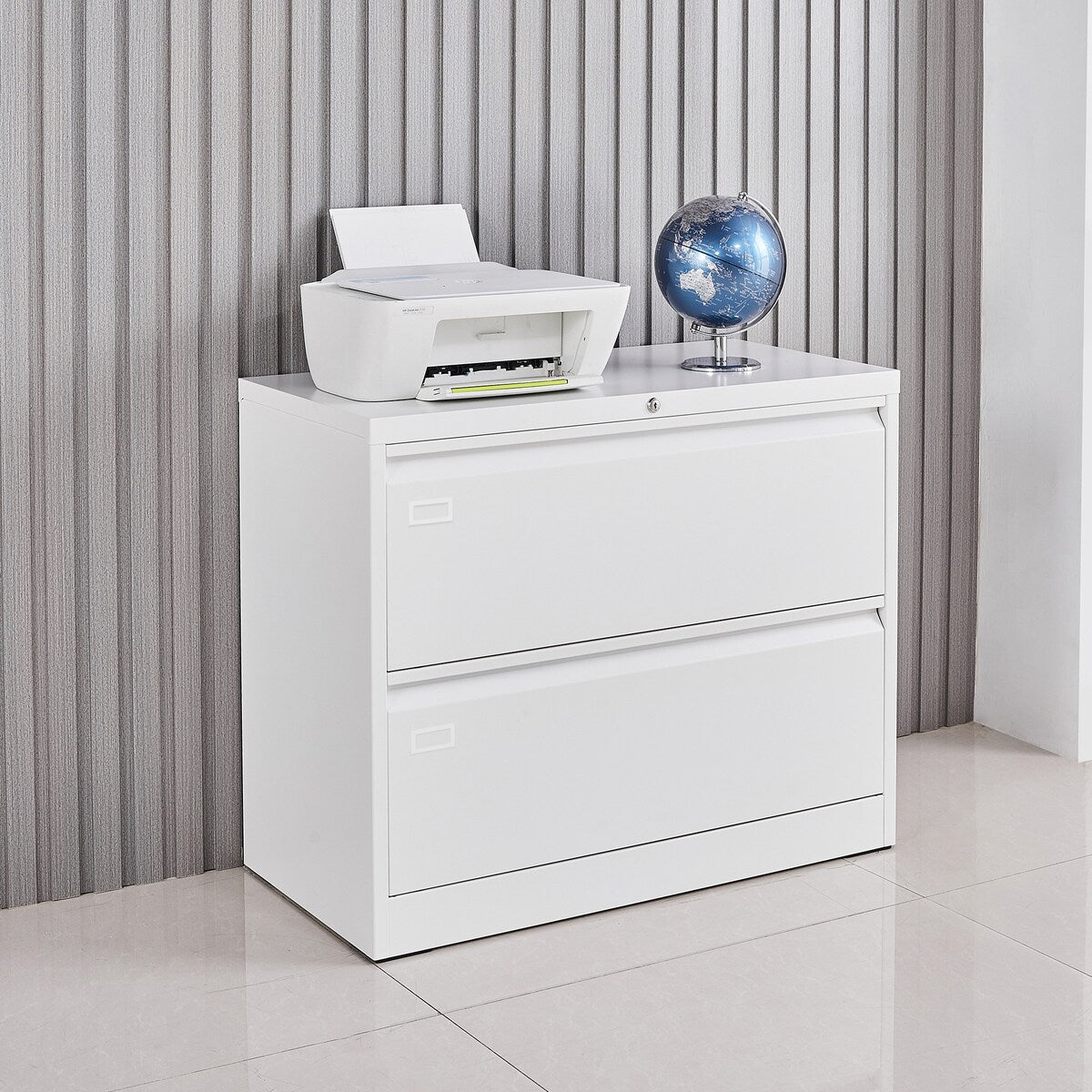 2 Drawer Lateral Filing Cabinet for Legal/Letter A4 Size, Large Deep Drawers Locked by Keys