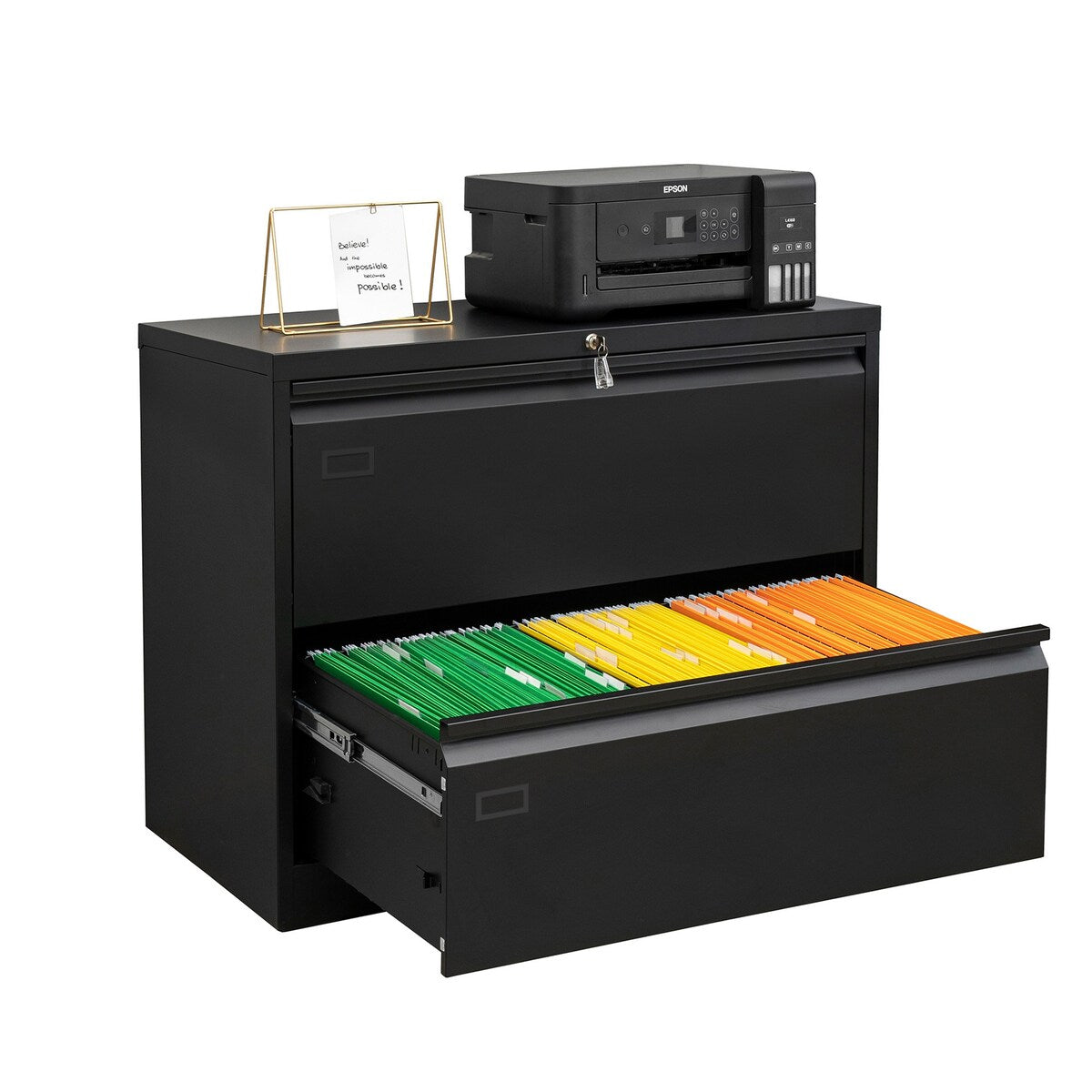 2 Drawer Lateral Filing Cabinet for Legal/Letter A4 Size, Large Deep Drawers Locked by Keys