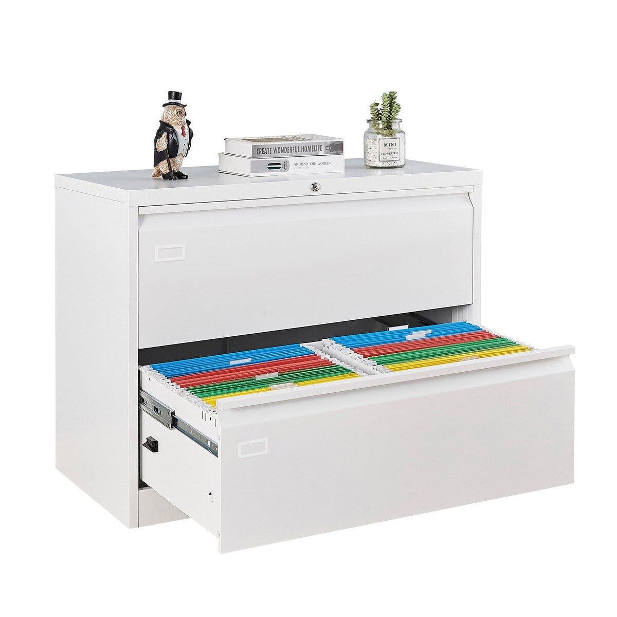 2 Drawer Lateral Filing Cabinet for Legal/Letter A4 Size, Large Deep Drawers Locked by Keys