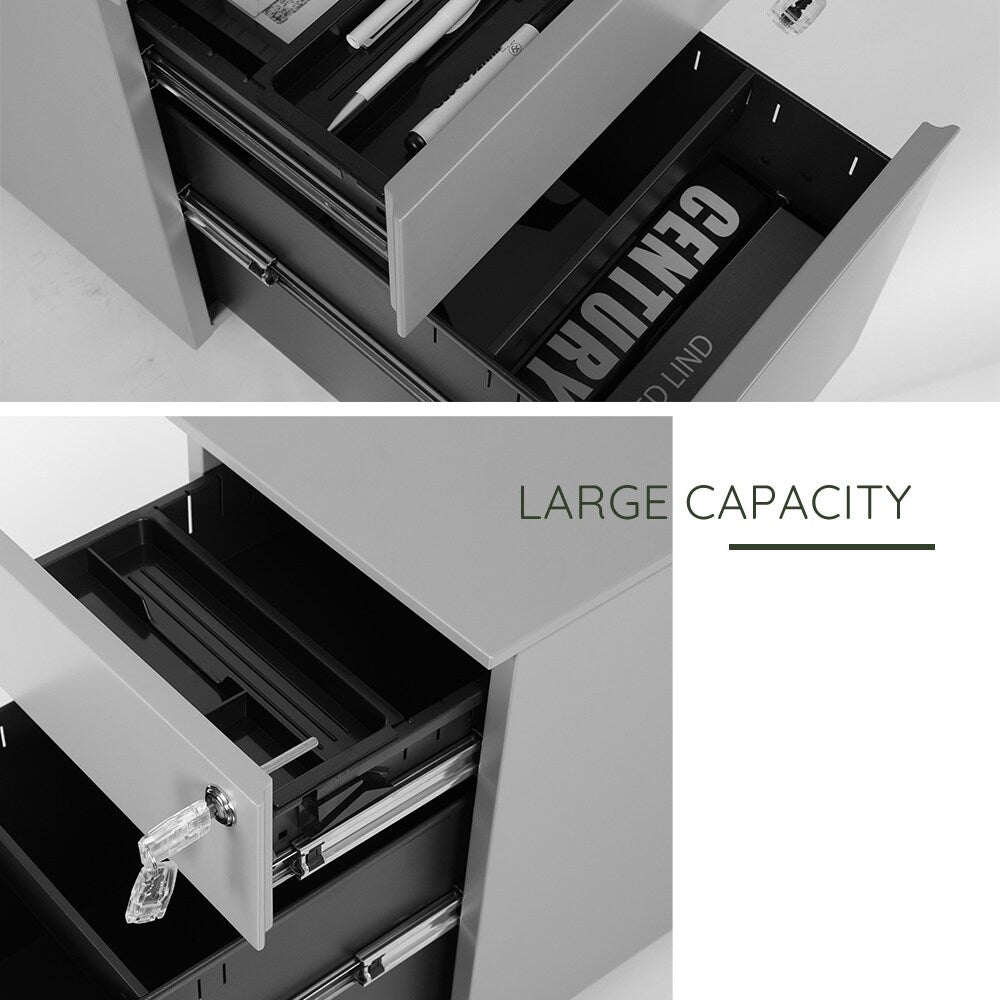 2 Drawer Mobile File Cabinet with Lock Metal Filing Cabinet for Legal/Letter/A4/F4 Size