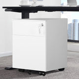 2 Drawer Mobile File Cabinet with Lock Metal Filing Cabinet for Legal/Letter/A4/F4 Size